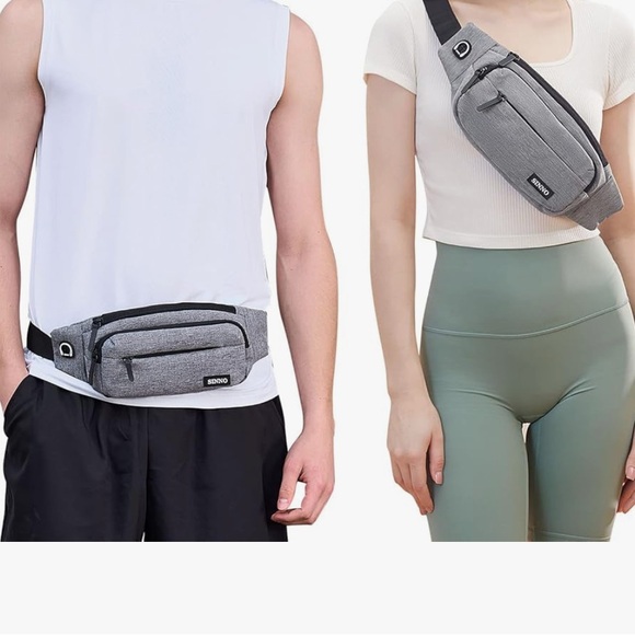 EUC Gray Belt Bag with Adjustable Strap and Zipper, worn once - Picture 2 of 5